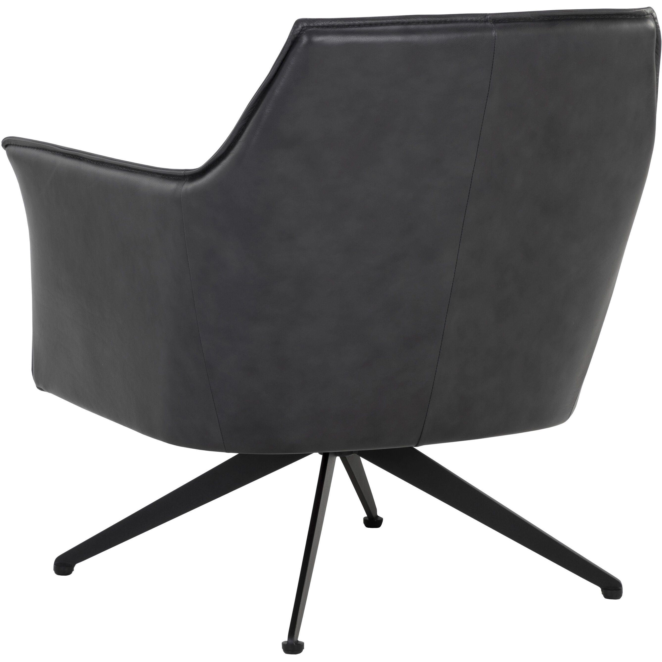 Crosby Alpine Black Leather Swivel Lounge Chair, Swivel